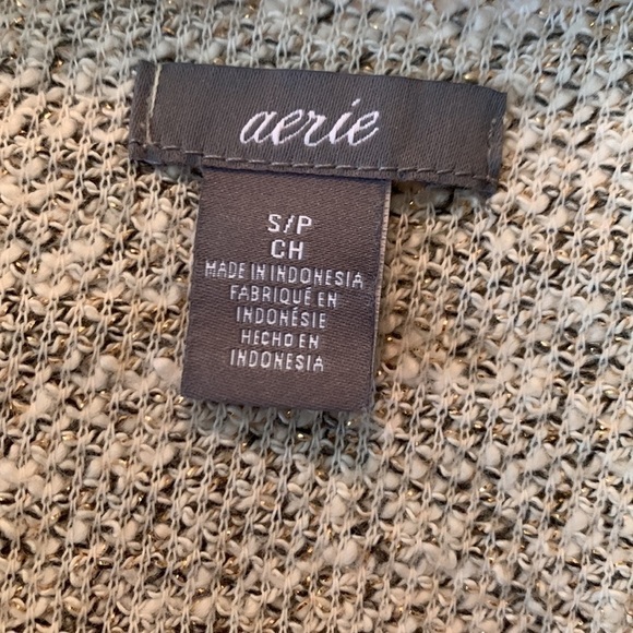 3-$30 Aerie small cream with gold sweater. - Picture 3 of 4